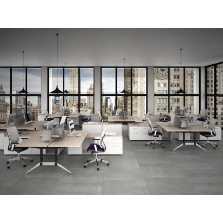 ESTACION DE TRABAJO / TECH BLACK CHROME PARA 2 PERSONAS CON CREDENZA BAJA